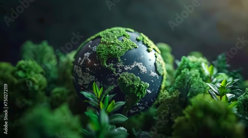 Globe with green energy and eco-friendly earth concept
