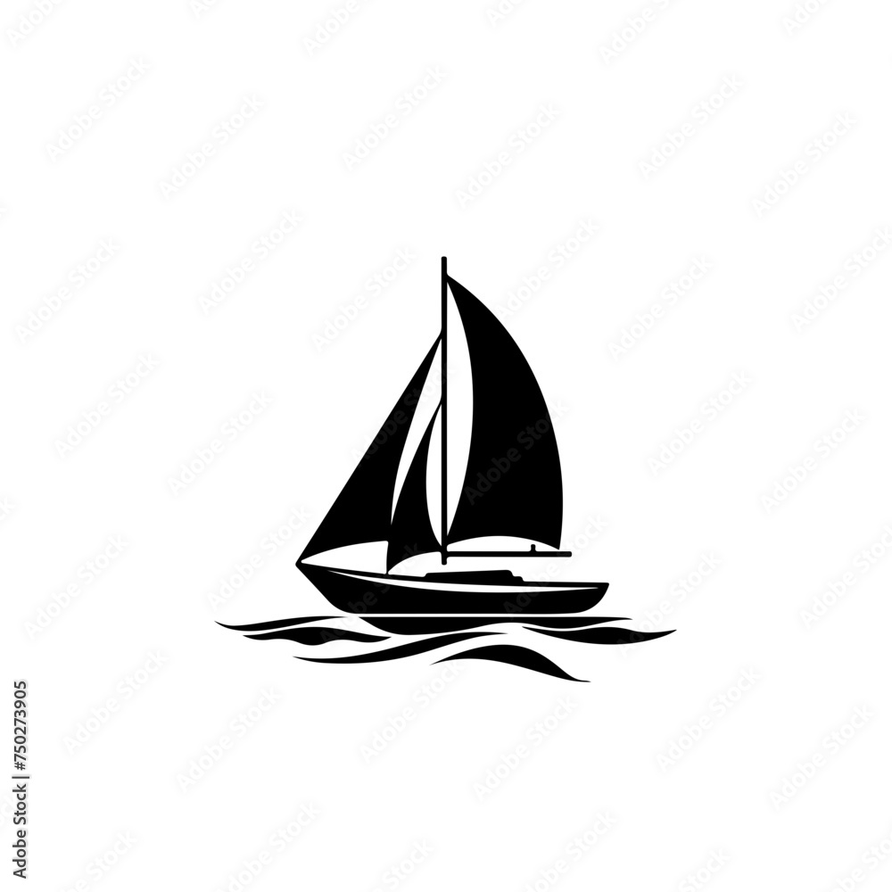 Sailing Boat Small Vector Logo