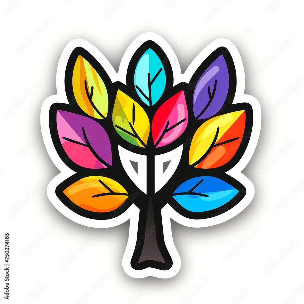 Colorful cartoon pop-art style tree with minimal details Colorful cartoon pop-art style tree with minimal details