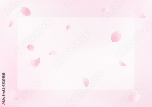 手描き水彩風の花びらが舞い散る桜　フレーム © Knut