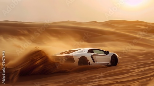 Fast Cars in Dubai in the desert © Yi_Studio