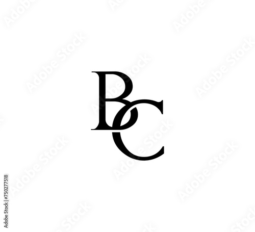 Initial Letter Logo. Logotype design. Simple Luxury Black Flat Vector BC