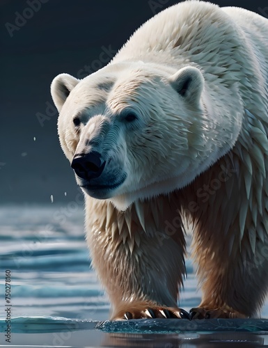 Cool, Epic, Artistic, Beautiful, and Unique Illustration of polar bear Animal Cinematic Adventure: Abstract 3D Wallpaper Background with Majestic Wildlife and Futuristic Design Generative AI