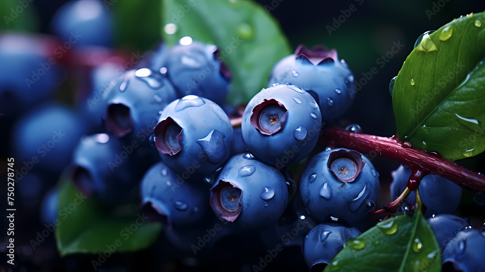 Naklejka premium Detailed close-up of ripe blueberries