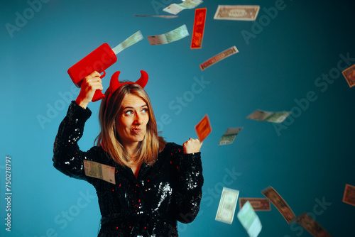 Photos Evil Rich Woman Shooting Money in the Air