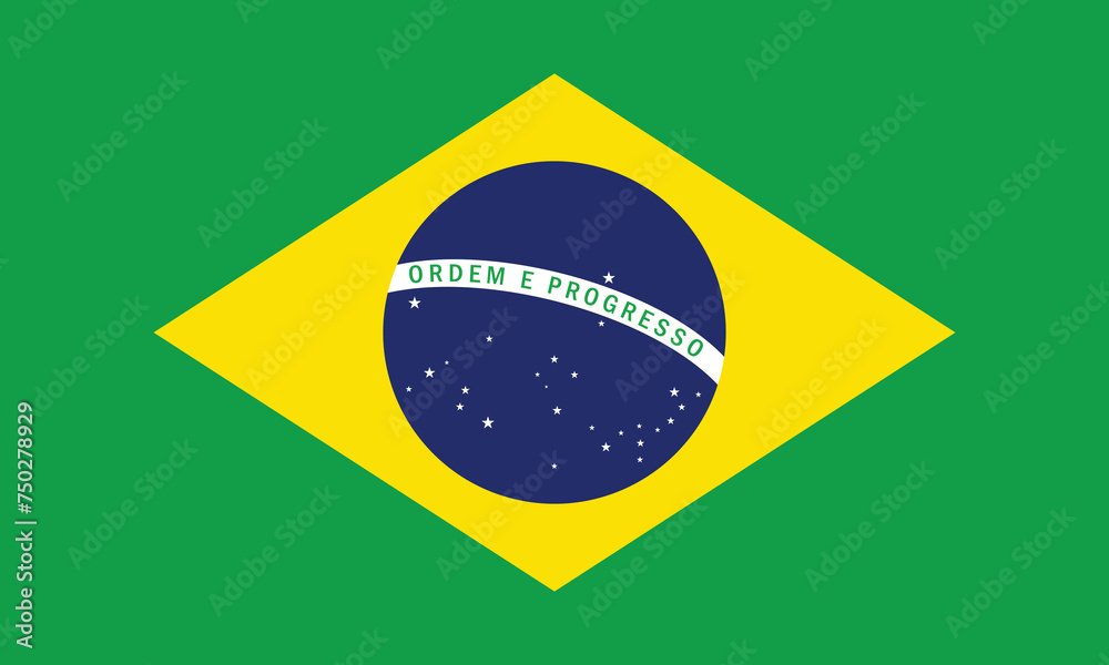 Fototapeta premium Flat Illustration of Brazil flag. Brazil national flag design. 