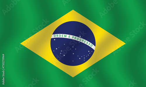 Flat Illustration of Brazil flag. Brazil national flag design. Brazil wave flag. 