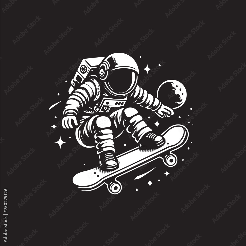 illustration of a astronout  with a snowboard