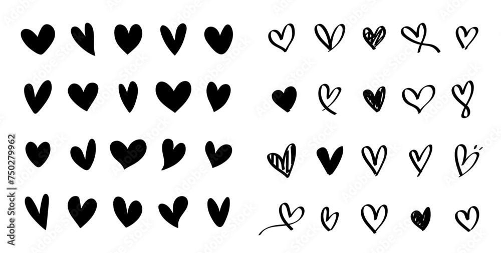 various heart icon collection red - obrazy, fototapety, plakaty 