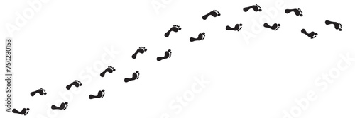 Step footprints paths. footstep prints and shoe steps . shoe tread footprints vector illustration isolated on white background. Editable vector illustration.