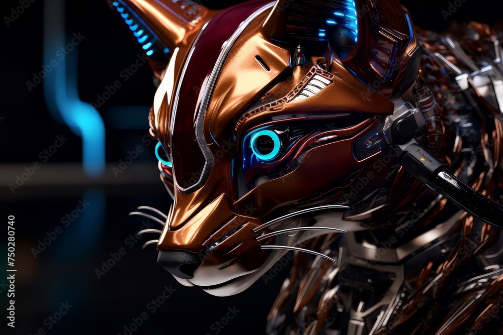 Digital fox with robotic ears Close up shot from a panoramic view marco world Chocolate Outline(1)