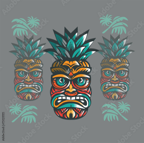 Pineapple fruit mask on a gray background.