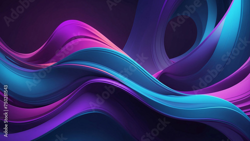 A vivid and vibrant purple and blue abstract background with smooth curved lines sets the stage for a mesmerizing 3D illustration and a touch of futuristic charm to the scene
