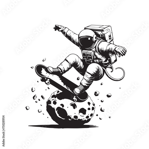 astronout vector black and white