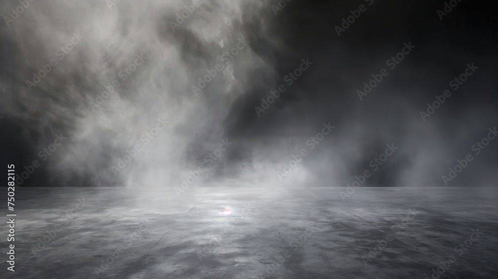 Texture dark concrete floor with mist or fog