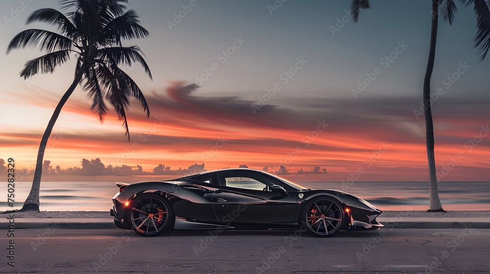 Luxury car on the Exotic Island