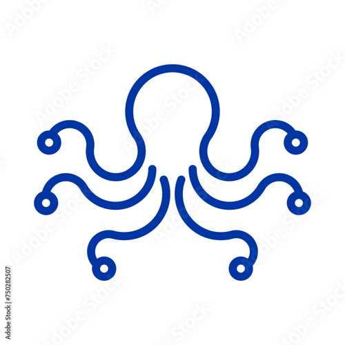 Digital Octopus Vector Logo Design Template