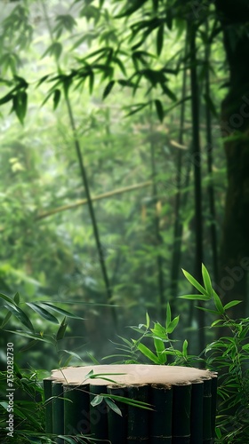 podium bamboo forest themed background