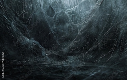 Hyper cobweb spider smoke texture on dark background. copy text space. © CassiOpeiaZz