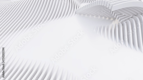 Abstract Curved Shapes. White Circular Background.