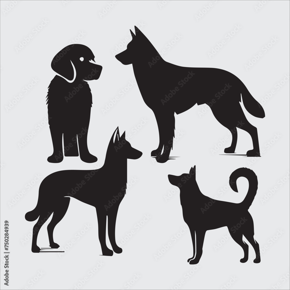 silhouettes of dogs