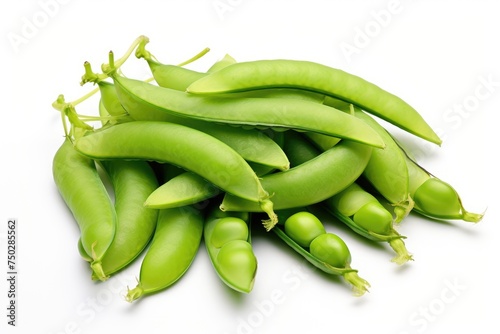 Snap peas, vegetable , white background.