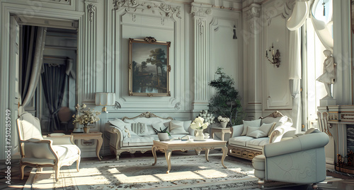 a modern living room has white wood furniture © ginstudio