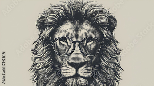 Hipster lion vector illustration. Glasses separated. generative ai