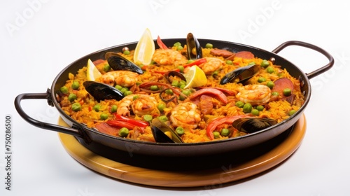 Paella isolated on a white background