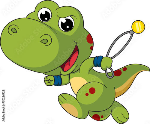 Cute little dinosaur cartoon running