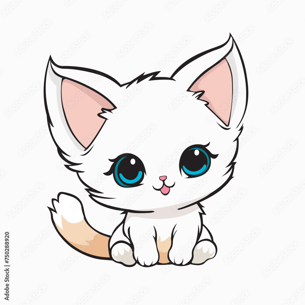 Vector of a cute white kitty Vector of a cute white kitty