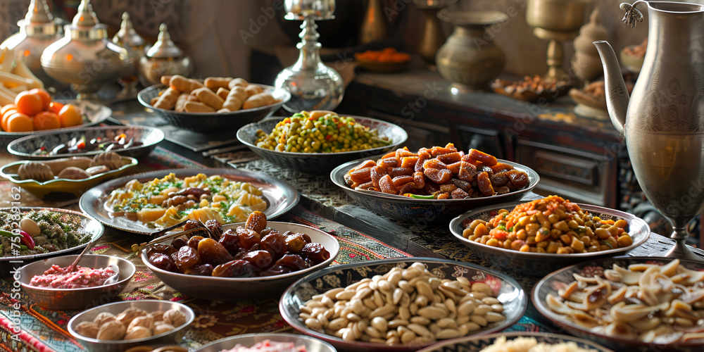 Arabic Cuisine Events Ramadan Middle Background Showcase the moments of Islamic feasts for  Ramadan concept 