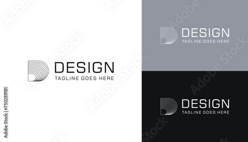 Initial Letter D with Connected Labyrinth Line Art Logo Design