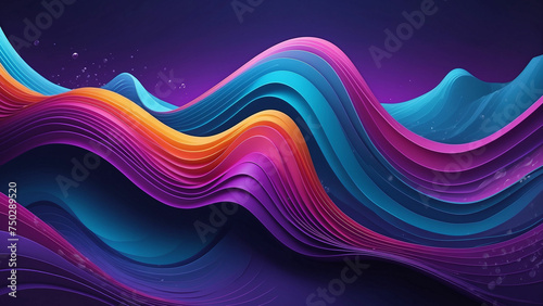 A beautiful wallpaper featuring a smooth 3D illustration of color light waves cascading over a vivid and vibrant purple and blue abstract background and the scene effortlessly transitions into a flash
