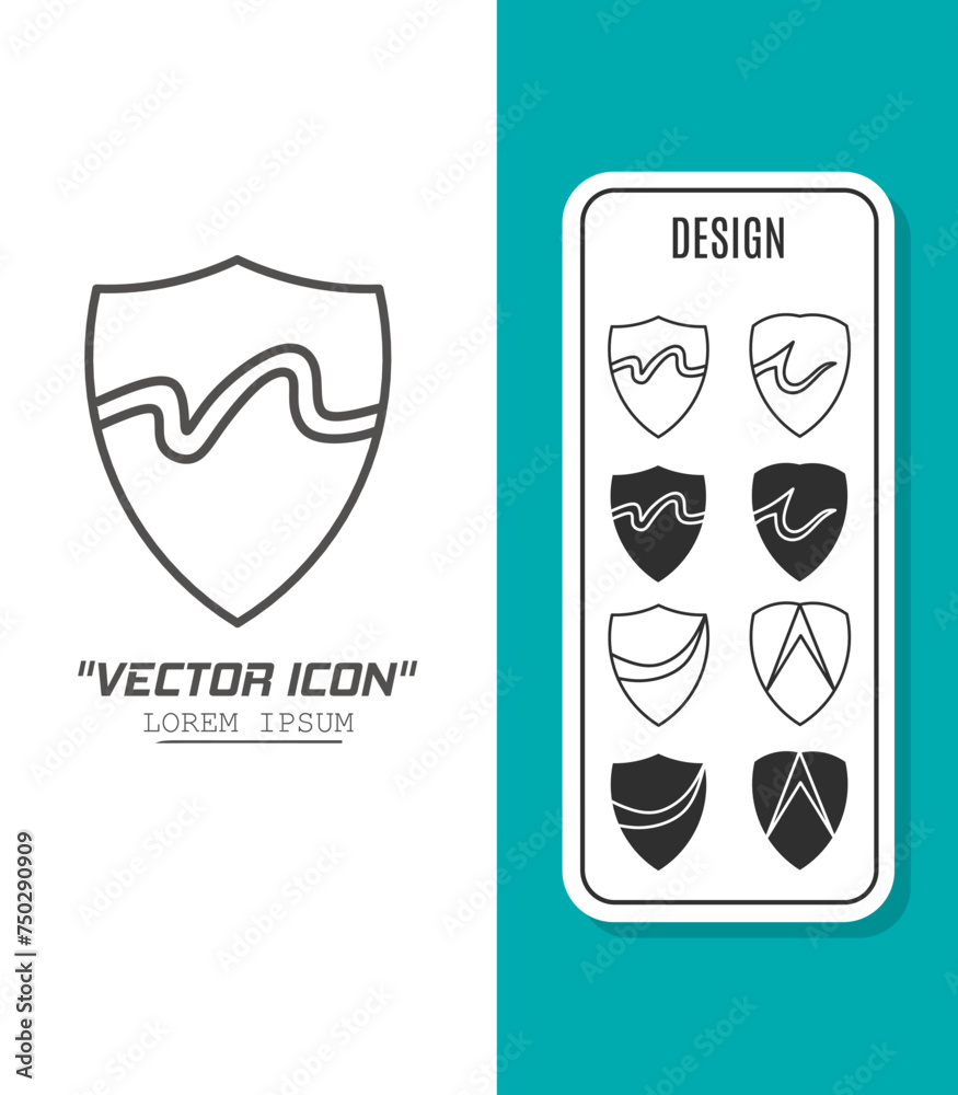 Vector icon template. Black and white shield icon design. Stock vector template. Vector icon template. Black and white shield icon design. Stock vector template.