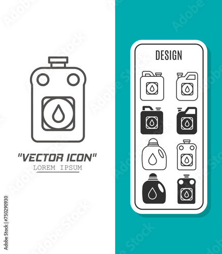 Vector icon template. Black and white oil bottle icon design. Stock vector template.