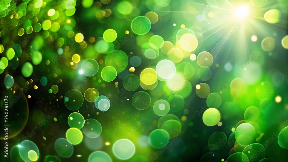 Fototapeta premium Green bokeh background, St. Patrick's day concept