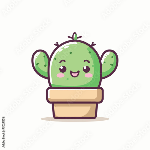 cute illustration cactus in a pot