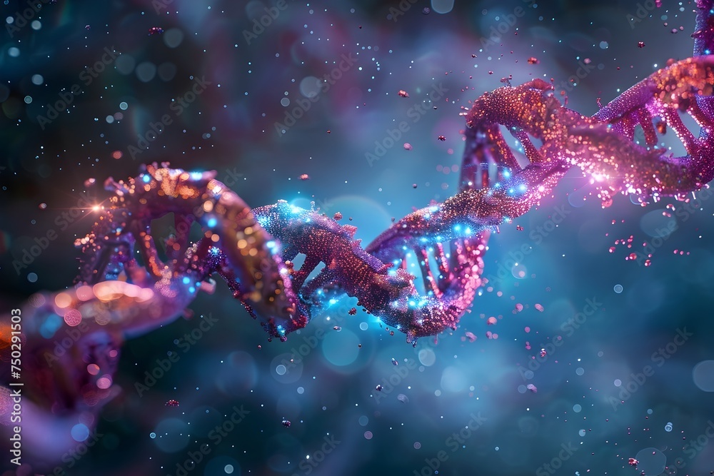 Colorful DNA Molecule in Style of Dark Turquoise and Light Magenta Colorful DNA Molecule in Style of Dark Turquoise and Light Magenta