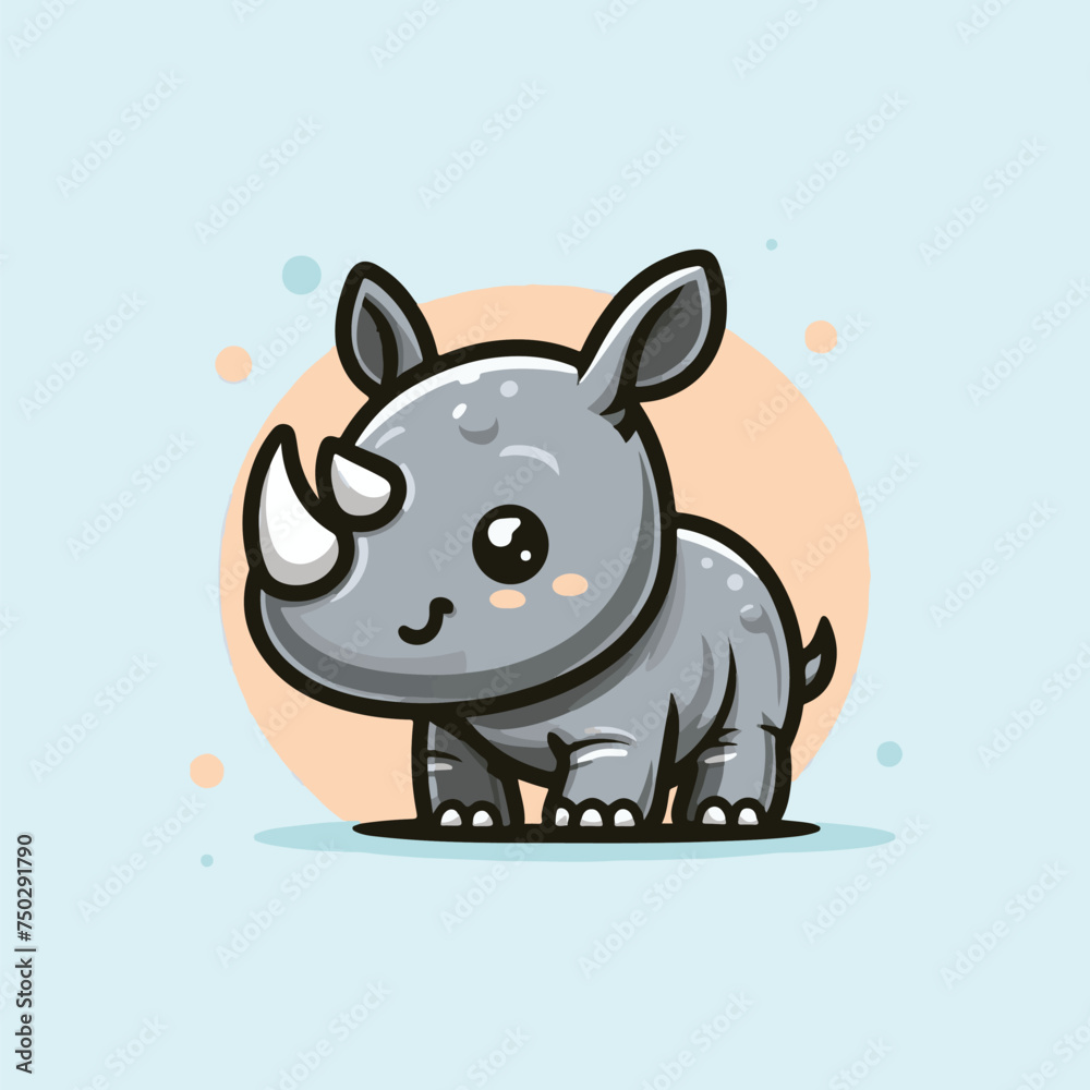 Naklejka premium cute baby rhinoceros cartoon vector illustration