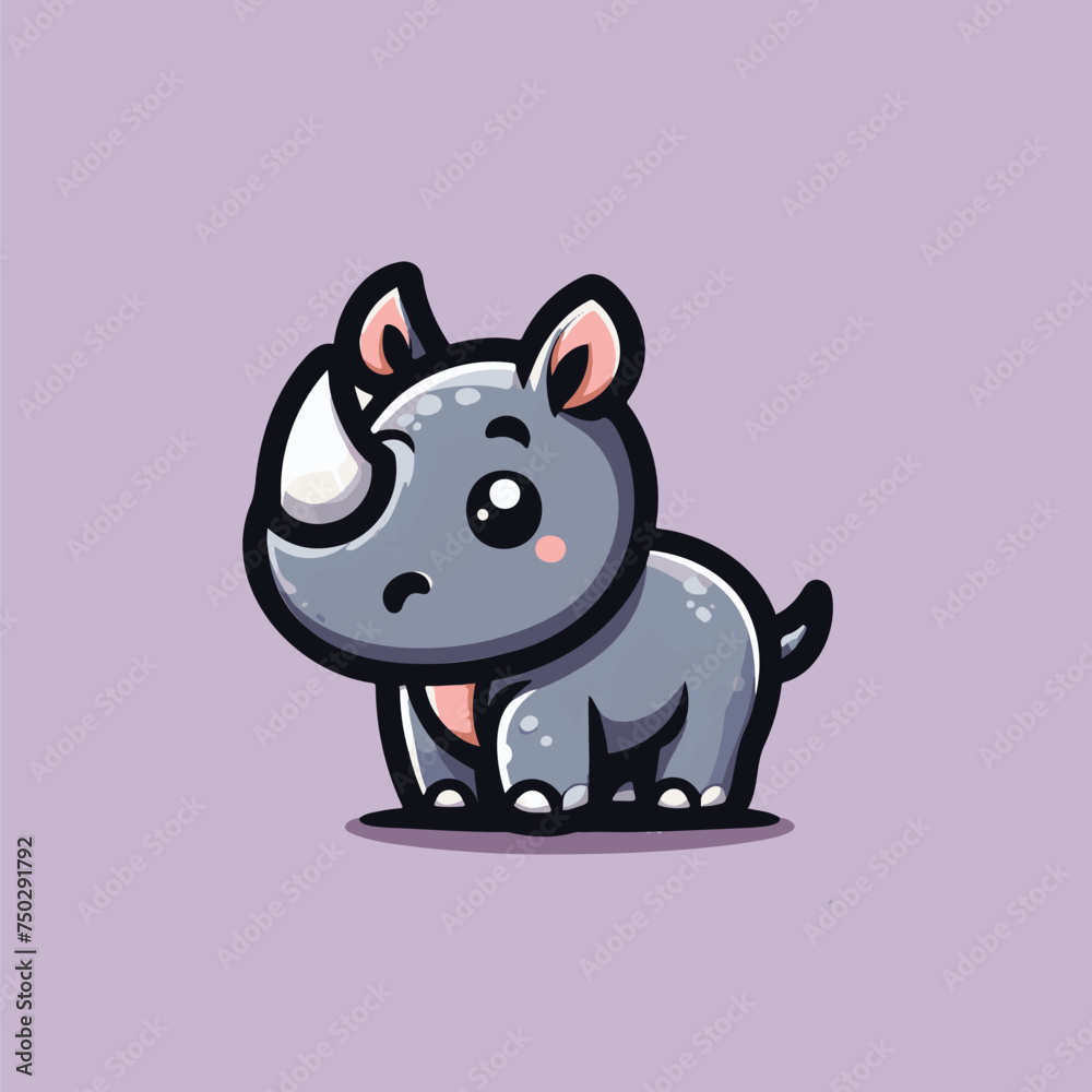 Fototapeta premium cute baby rhinoceros cartoon vector illustration