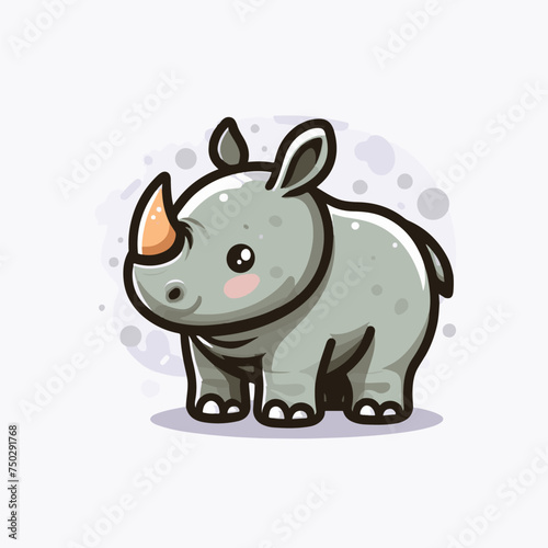 cute baby rhinoceros cartoon vector illustration