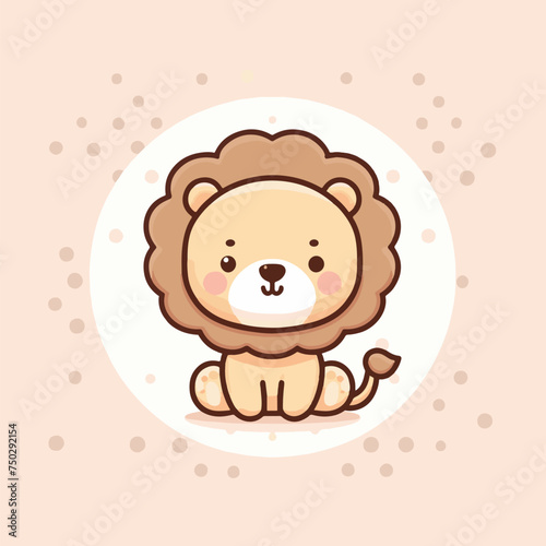 cute lion child cartoon vector illustration