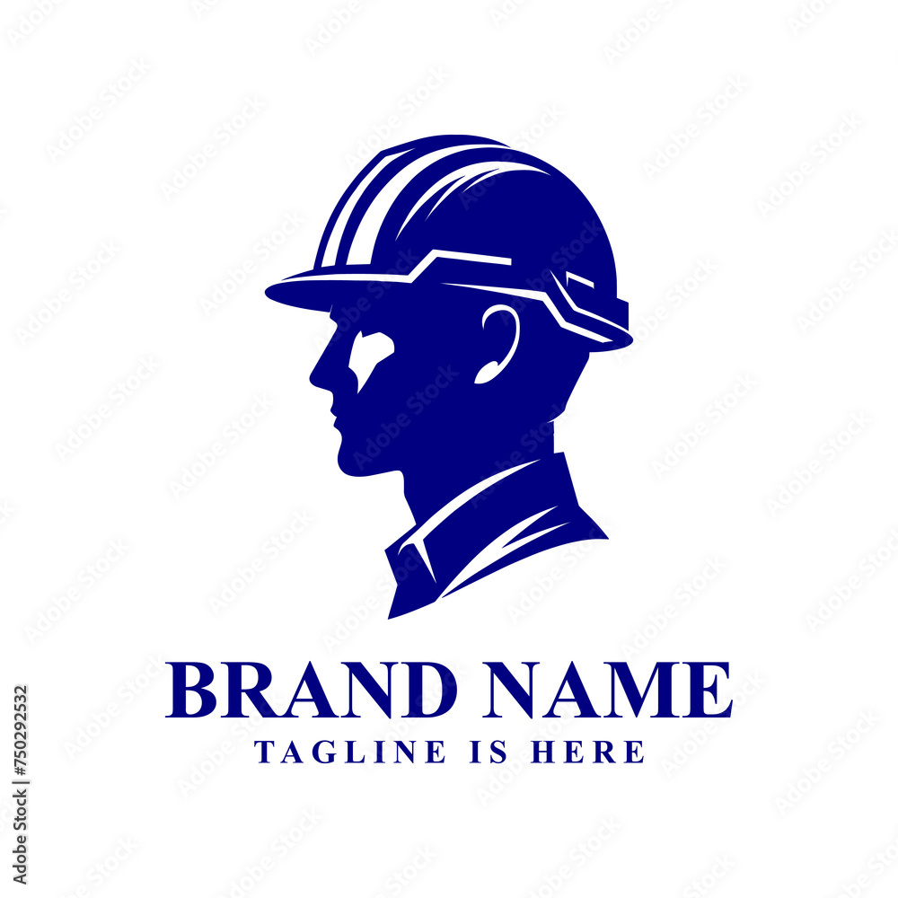 The logo depicts a hard-hat-wearing man, symbolizing safety, professionalism, and expertise in construction and engineering.
