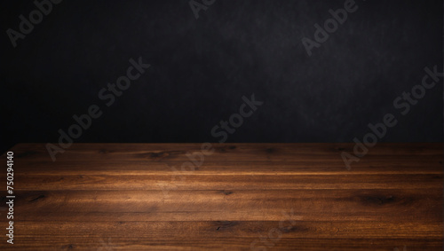 empty wooden table on dark background Empty Space for products display