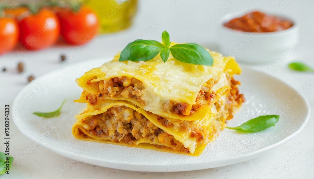 Italian lasagna with meat and tomato