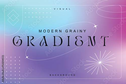Grainy vector gradient backgrounds with geometric shapes