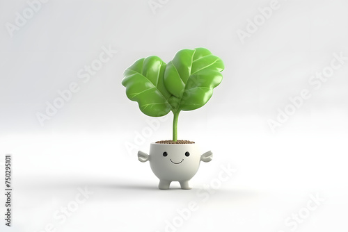 3d rendering cute Fiddle Leaf Fig plant character photo