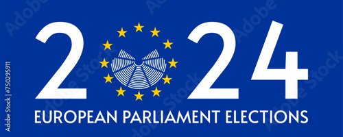 european parliament elections 2024 vector poster with blue background