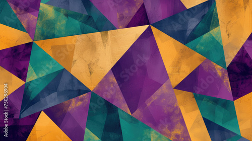 Abstract geometric background in yellow, purple and emerald